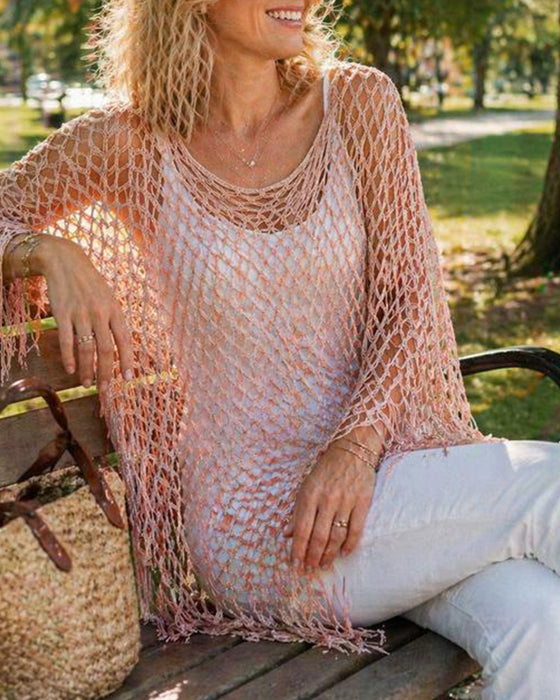 Pullover Frynser Mesh Udskæring