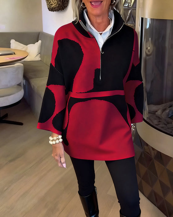 Pullover Med Halv Lynlås Og Moderne Stående Krave