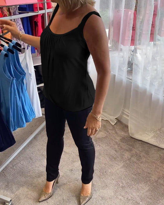 Plisseret hvid camisole top