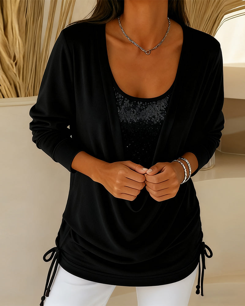 Paljettop I Kontrastfarver Med Todelt Look