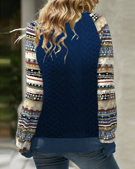 Afslappet Sweatshirt med mønstrede ærmer