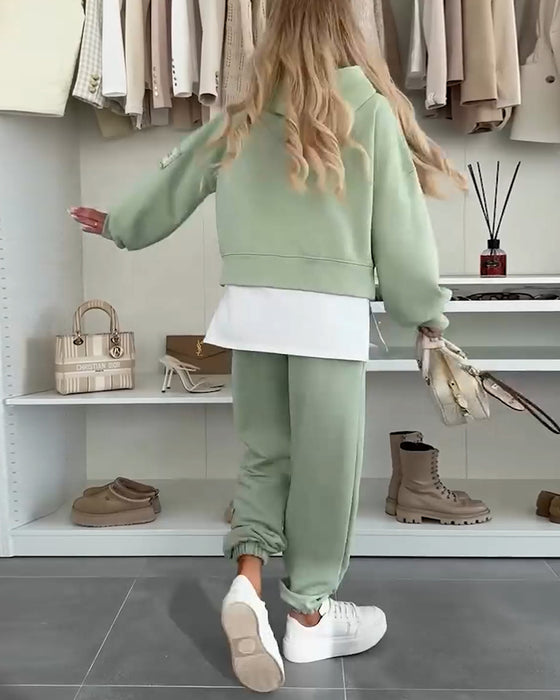 Sæt Casual Hættetrøje Og Bukser