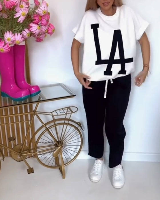 Sæt Casual Letter Print Sports