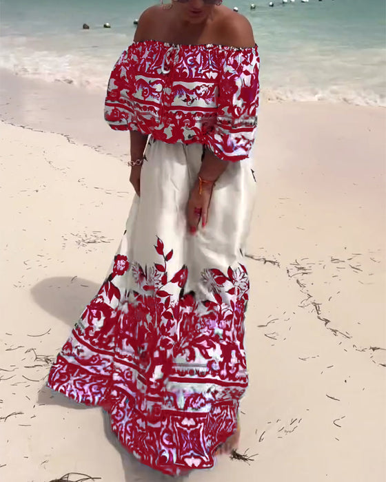 Kjole Off-Shoulder Trykt Resort