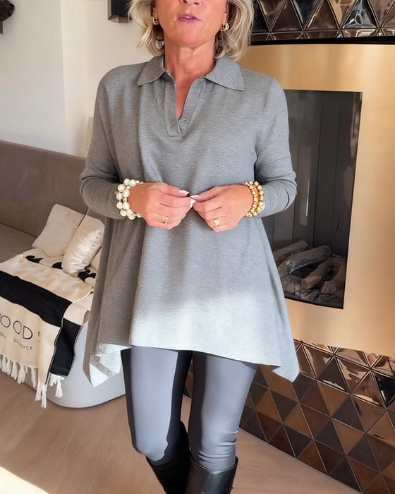 Uregelmæssig Krave Langærmet Top