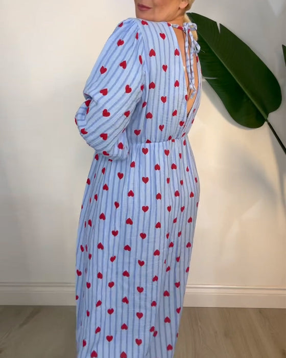 Kjole Elegant V-Udskæring Hjertemønster