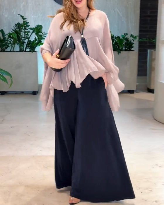 Bluse Med Elegant Ensfarvet Look