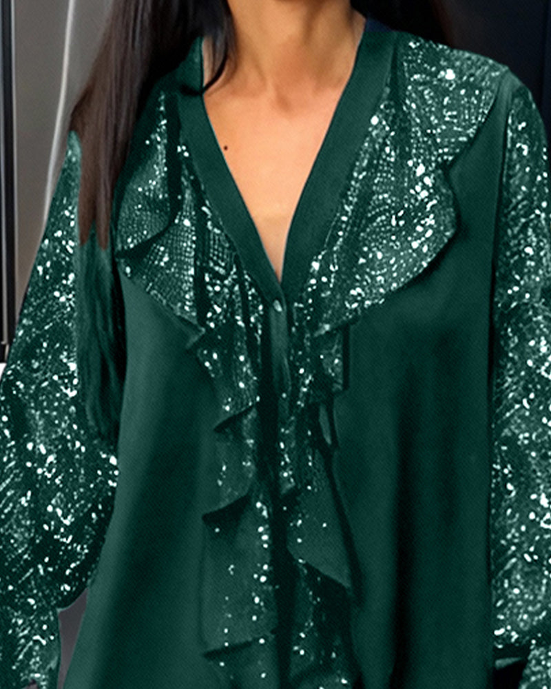 Ensfarvet Lossiddende Bluser Med Rysjer