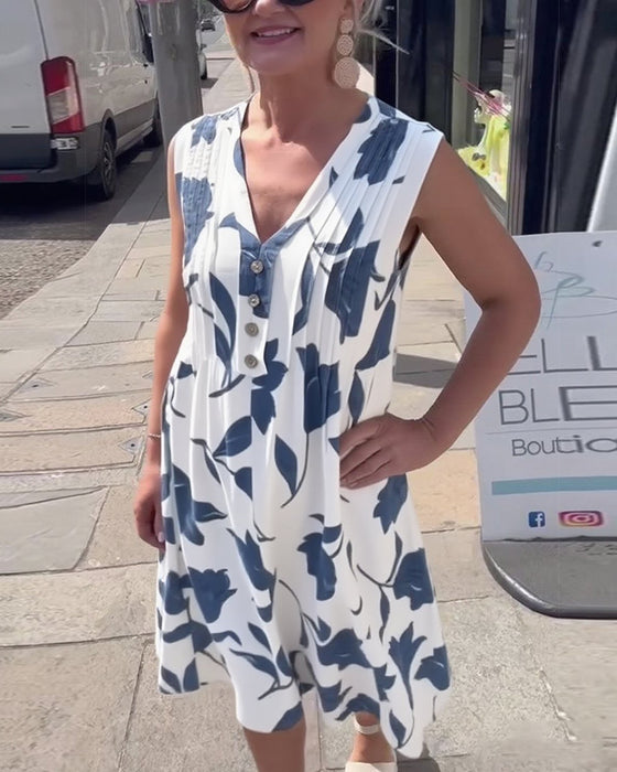 Kjole V-Hals Ærmeløs Trykt