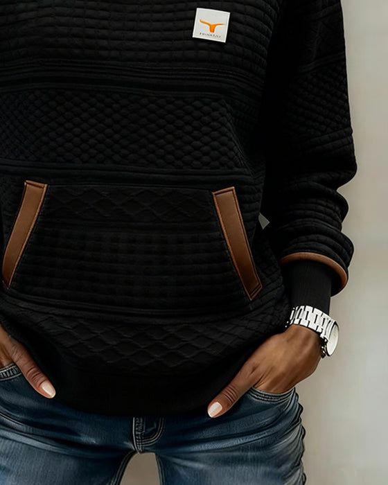 Sweatshirt Med Rund Halsudskæring Og Farveblokning