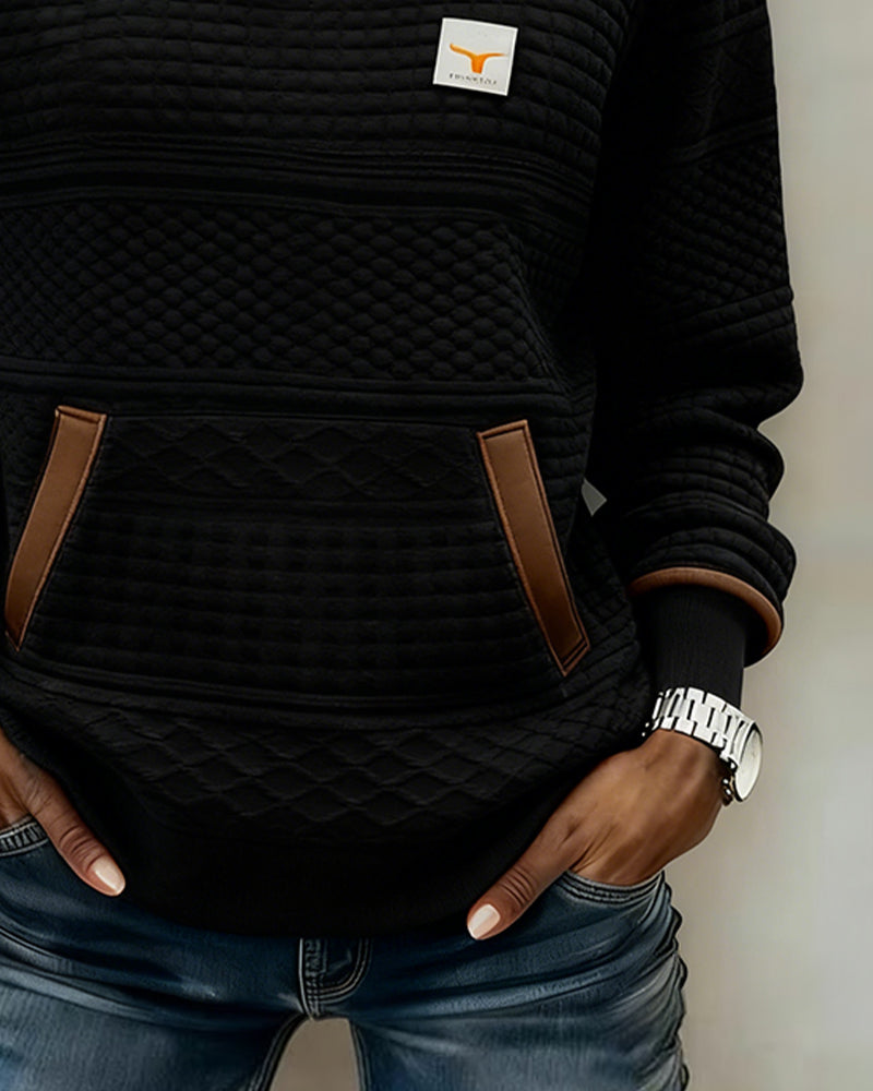 Sweatshirt Med Rund Halsudskæring Og Farveblokning