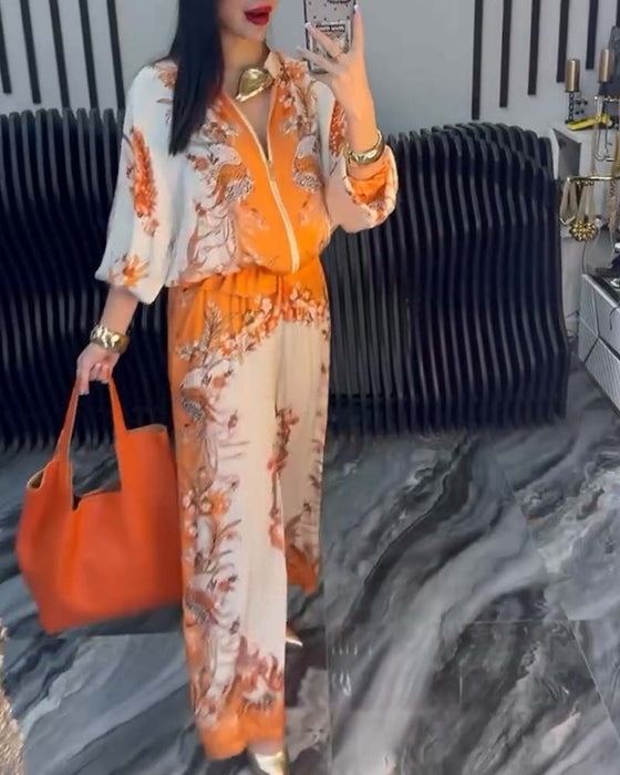 Bredbenet Jakkesæt Temperament Stående Krave Lynlås