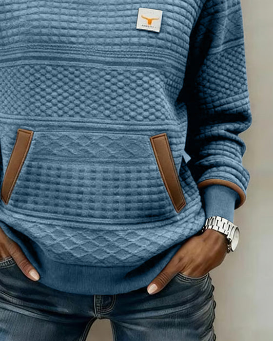 Sweatshirt Med Rund Halsudskæring Og Farveblokning