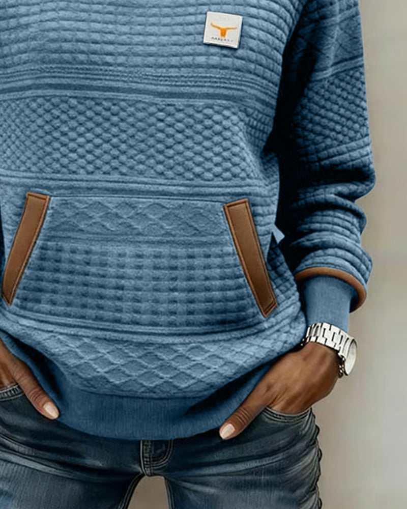 Sweatshirt Med Rund Halsudskæring Og Farveblokning