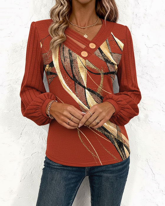 Top Med Stribet Print Lanterneærme