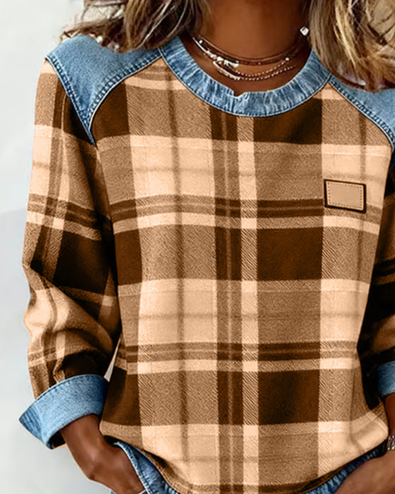 Moderne Sweatshirt Med Ternet Patchwork