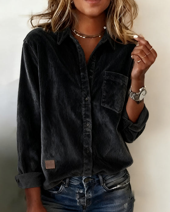 Skjorte Moderne Fløjl Flip