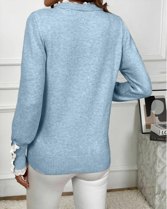 Elegant Sweater Med Blondekant