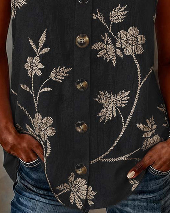Tank Top Blomstret Kamisol Metal Ring