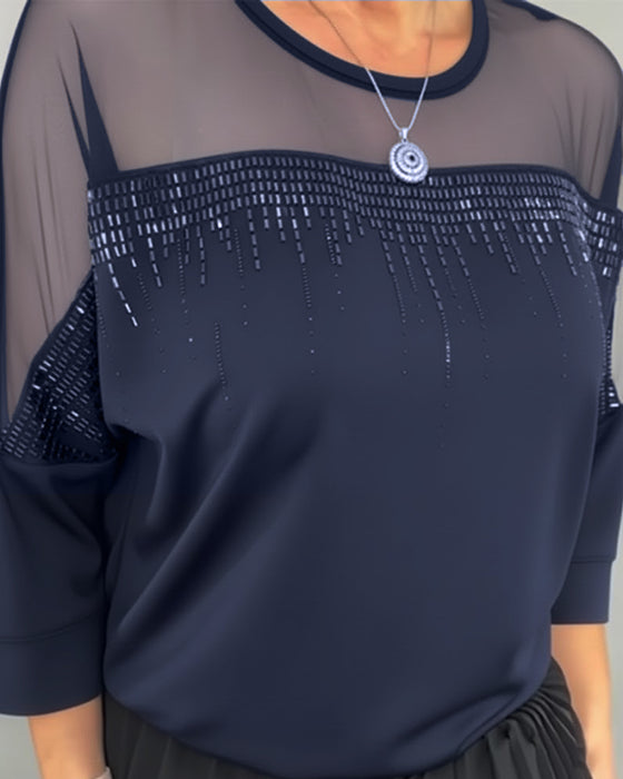 Bluse Mesh Splejset Løs