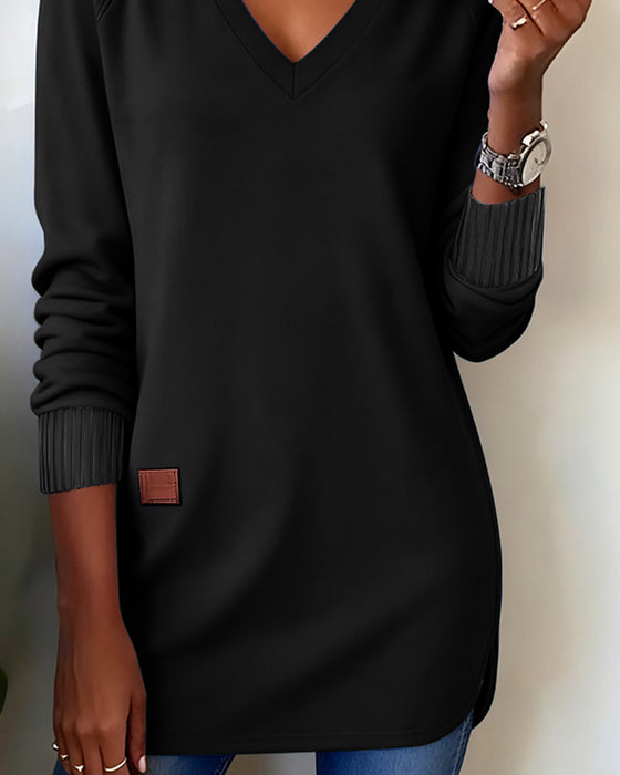 Moderne Sweatshirt Med V-Halsudskæring