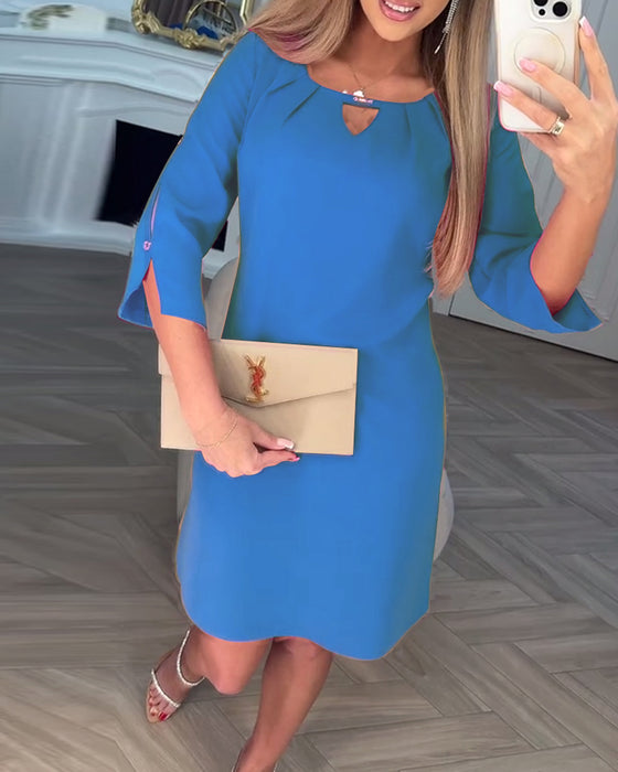 Kjole Elegant Ensfarvet Hul Lige