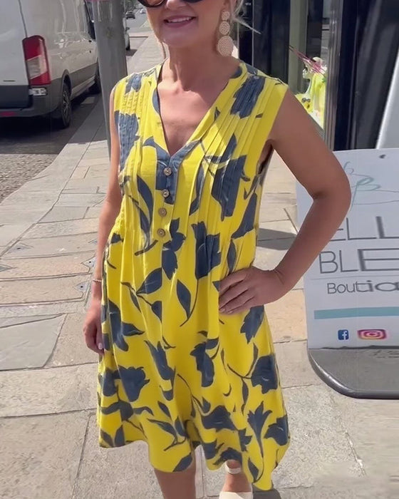 Kjole V-Hals Ærmeløs Trykt