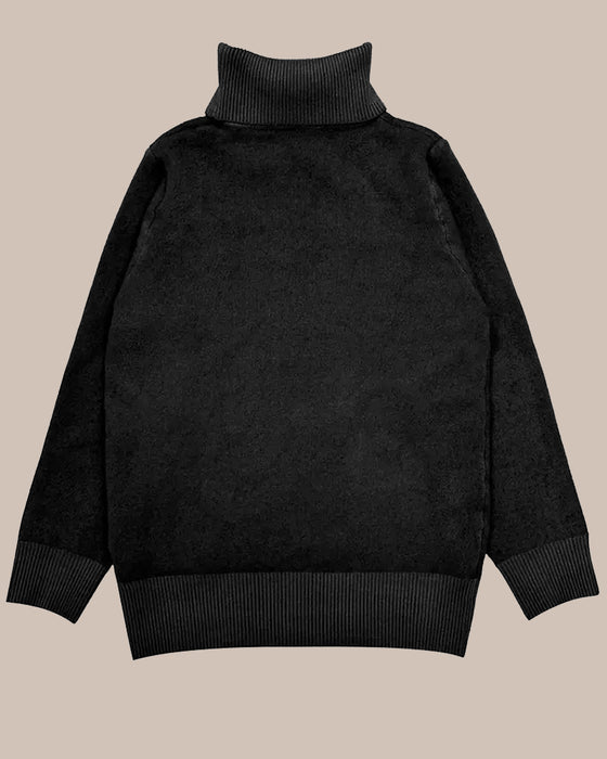 Lyserød langærmet fortykket rullekravesweater