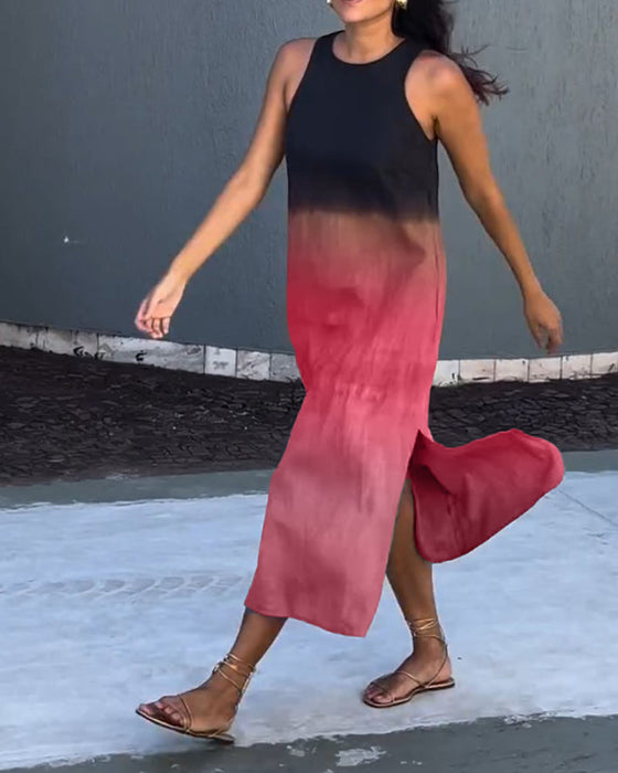 Kjole uden ærmer med gradientfarveskema