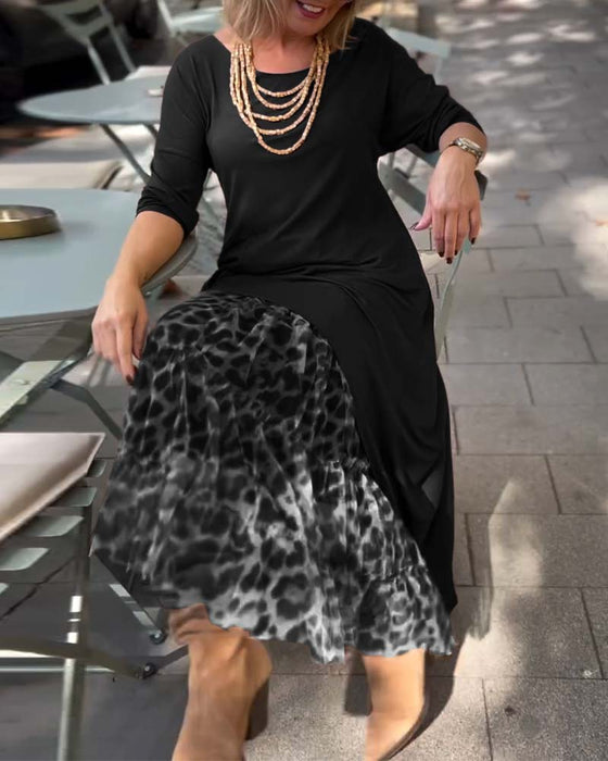 Kjole Langærmet Ensfarvet Uregelmæssig