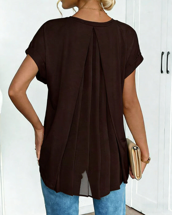 T-Shirt Kortærmet Ensfarvet Patchwork