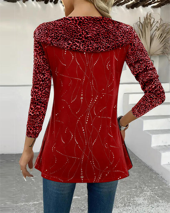 Langærmet Top Med Leopardprint