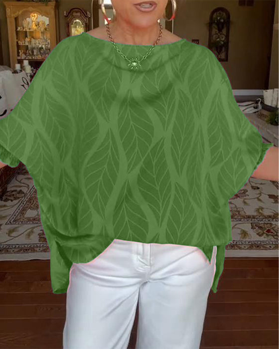 Bluse Rund Hals Løs Print