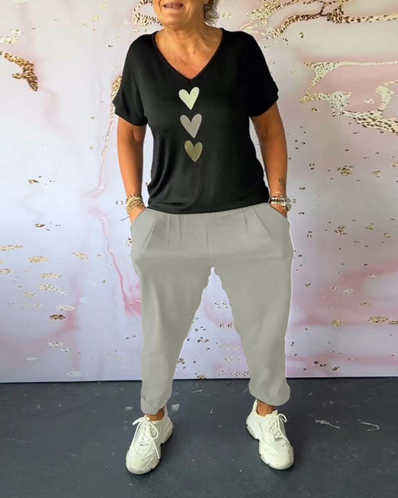 Ensfarvede loungewear bukser med elastisk talje