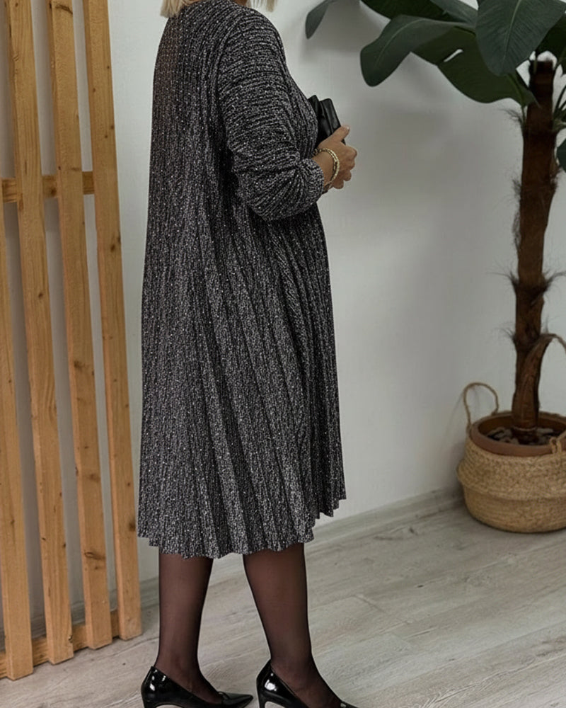 Kjole Rund Halsudskæring Glitrende Plisseret Mode