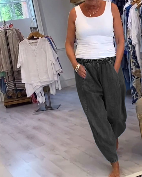 Afslappede Jeans Med Elastisk Talje