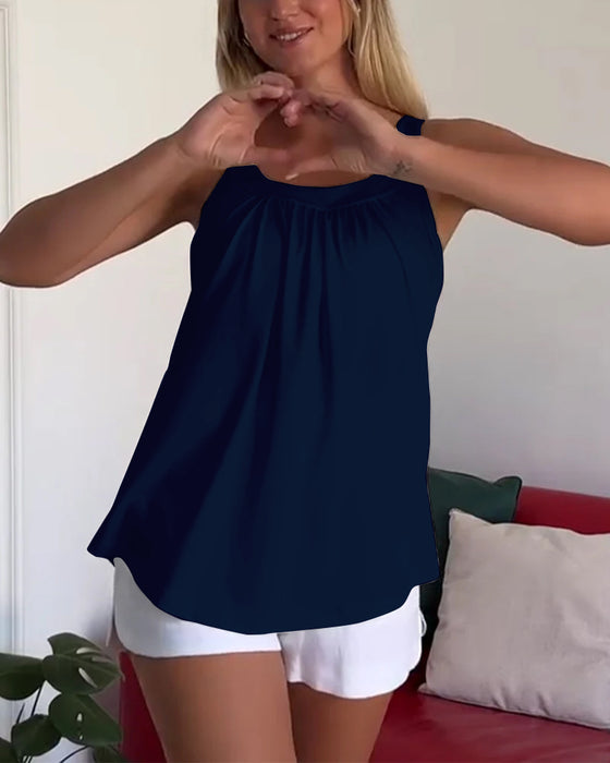 Top Stropløs Plisseret Ensfarvet