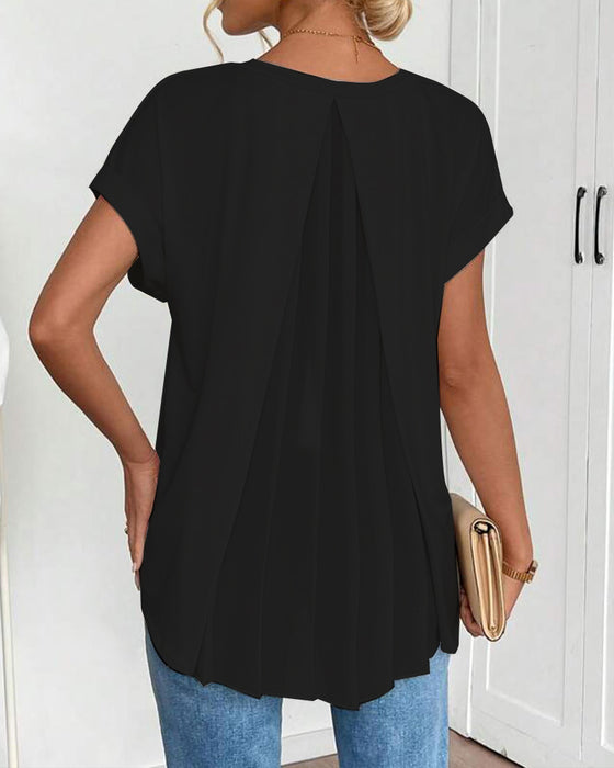 T-Shirt Kortærmet Ensfarvet Patchwork