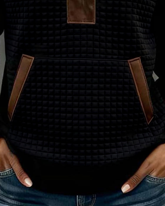 Sweatshirt Krave Lynlås Lomme Farveblok