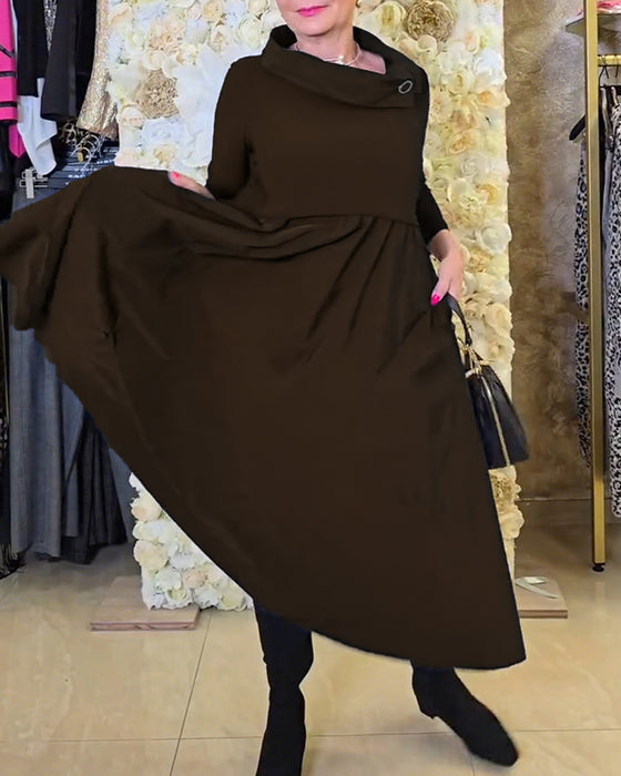 Kjole Fashionable Street Ensfarvet A-linje