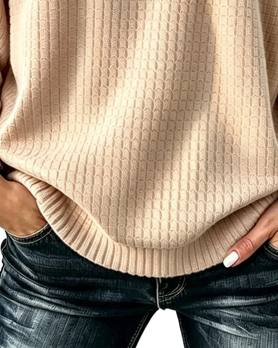 Sweatshirt Rund Hals Knap Solid