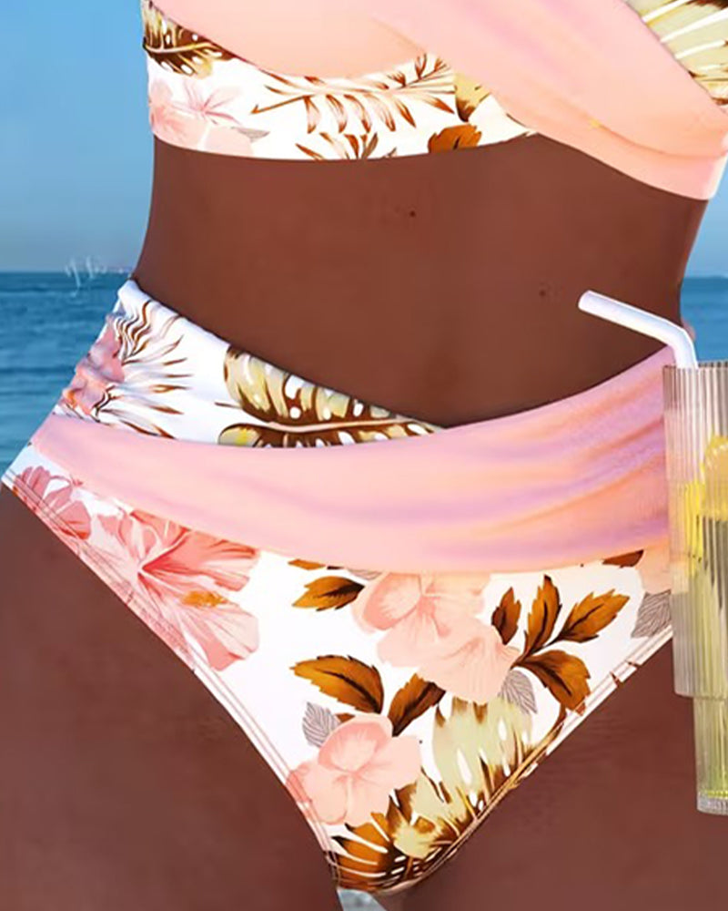 Bikini Kontrast Blomstret Split