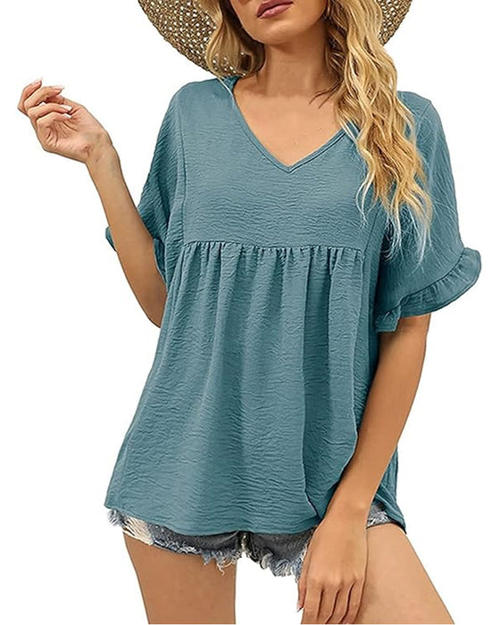 Bluse Afslappet Rynke Loose Fit