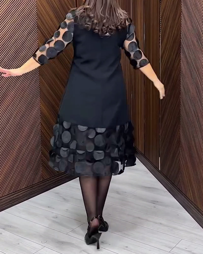 Kjole Mesh Stitching Modne Rund Hals