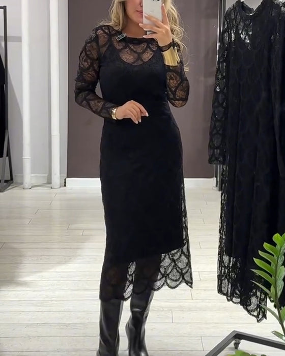 Cover Up & Cami Kjole Sæt Knipling