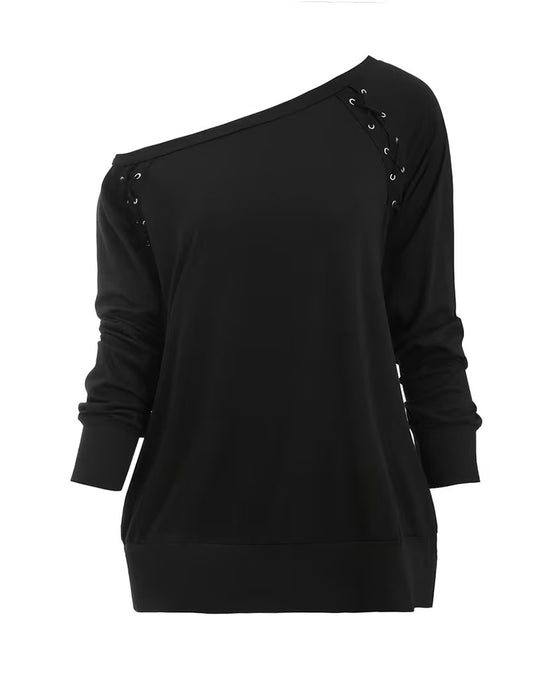 Bluse Stilfuld En-Skulder Bind