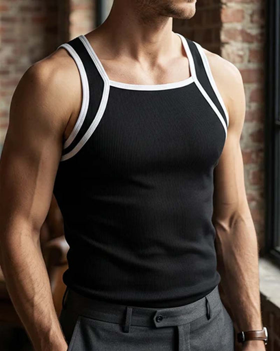 Herre Tank Top Ærmeløs Kontrasterende Farve