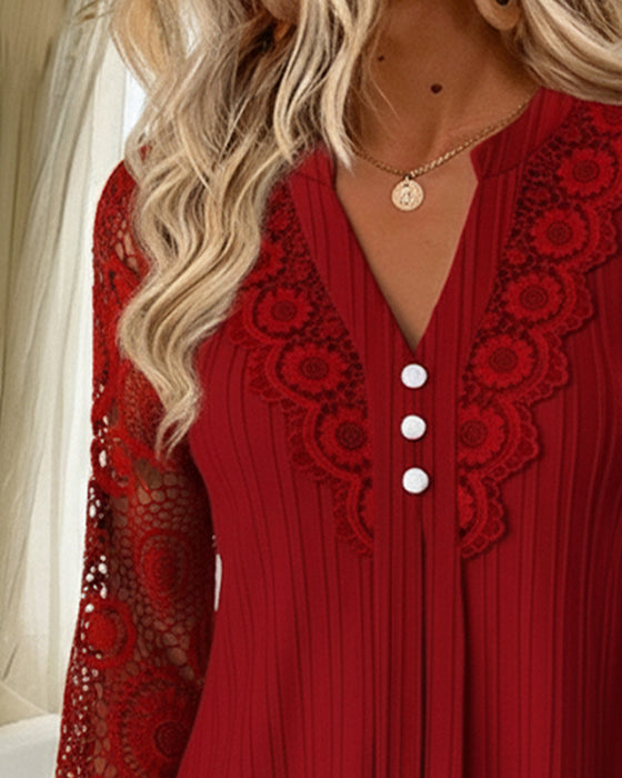 Kjole Blonder Stumpearbejde V-hals