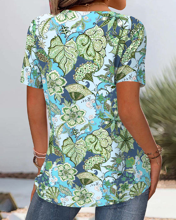 Bluse Kortærmet Blomsteret Alsidig