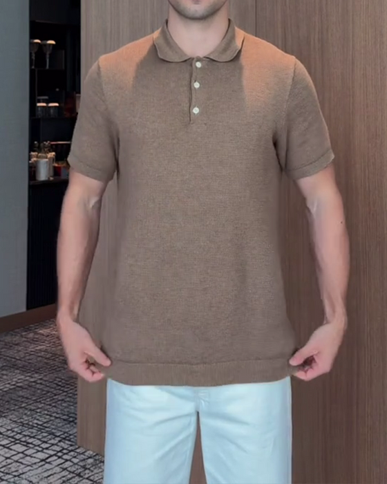 Herre-T-Shirt Med Løs Pasform – Afslappet Polokrave